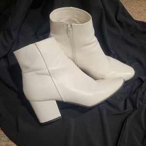 White vegan leather boots